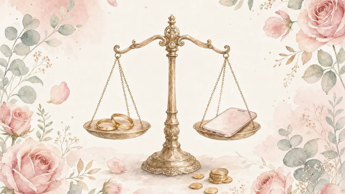 結婚相談所とマッチングアプリの費用を比べる天秤のイラスト